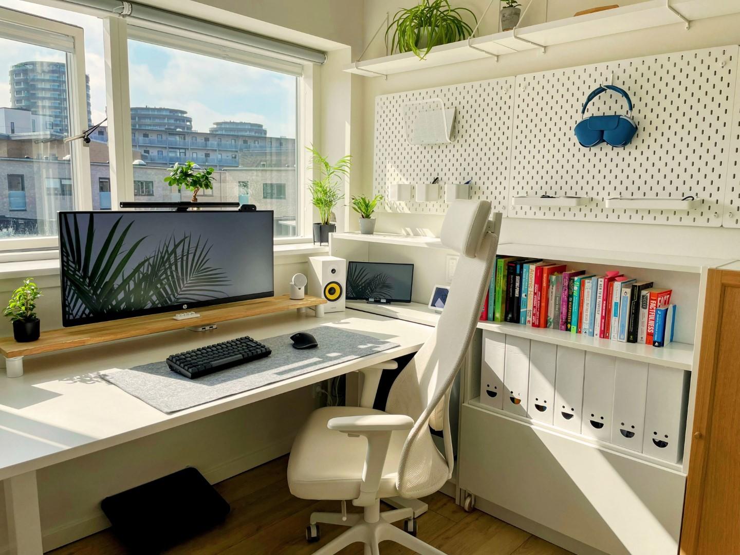 Comfortable work from home desk setup