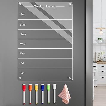 Acrylic magnetic weekly calendar